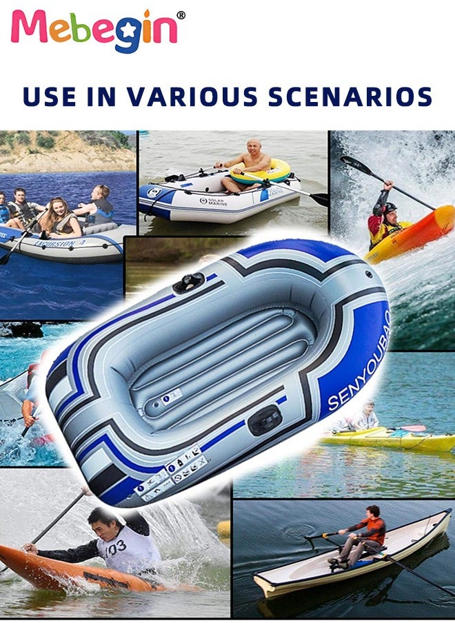 Inflatable Boat with Boat Oars and Oar Locks on Both Sides, Inflatable Pool Float with Aotomatic Air Pump, Fun Pool Toys, Made of Good Quality PVC Material, Suitable for Swimming Pool, Seashore and Summer Beach Party, 55*32inch
