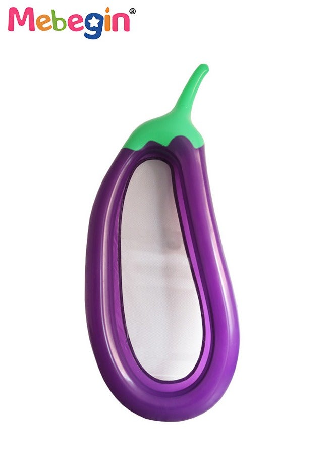Eggplant Shape Swimming Float with Mesh Bottom, Unique Inflatable Pool Float for Adults and Kids, Sturdy Durable Pool Floating Bed, Fun Water Toys, Suitable for Summer Pools, Beaches, Parties and Water Sports, 230*97*30cm