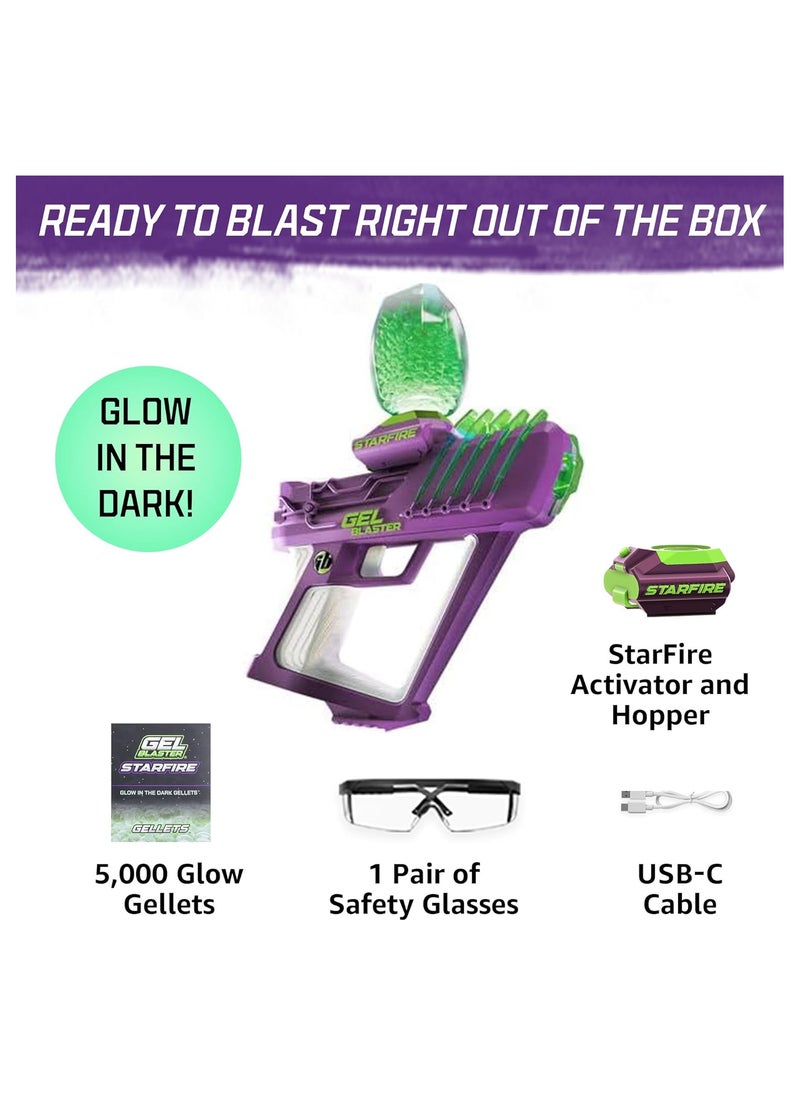 Gel Blaster Surge Starfire - High Performance Glow In The Dark Gel Ball Blaster | High-Capacity Semi & Automatic Modes | 5,800 Rounds | 30M Range | Ages 14+