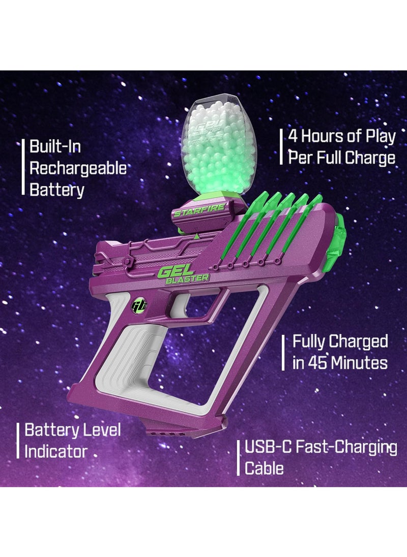 Gel Blaster Surge Starfire - High Performance Glow In The Dark Gel Ball Blaster | High-Capacity Semi & Automatic Modes | 5,800 Rounds | 30M Range | Ages 14+