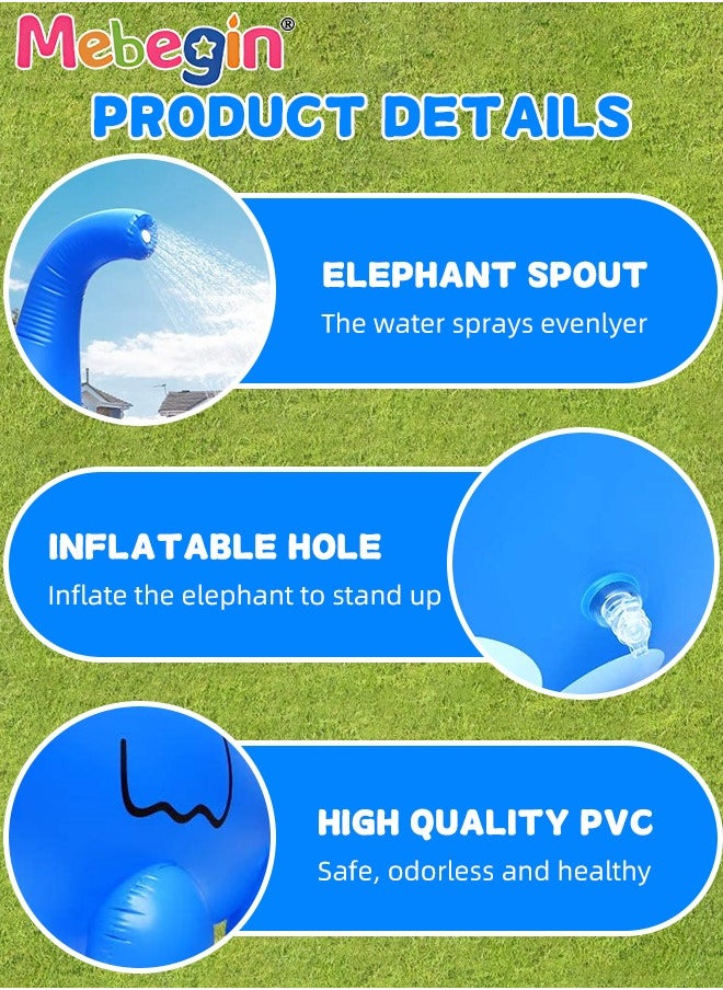 Giant Inflatable Elephant Sprinkler, Adorable Backyard Sprinkler with 4 Stakes, Water Splash Toy, Fun Summer Activities, Kids Outdoor Fun Toy, Perfect for Keeping Cool in Summertime Heat, 220*160cm