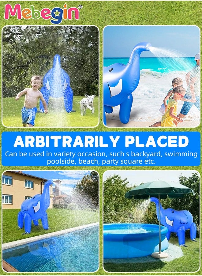 Giant Inflatable Elephant Sprinkler, Adorable Backyard Sprinkler with 4 Stakes, Water Splash Toy, Fun Summer Activities, Kids Outdoor Fun Toy, Perfect for Keeping Cool in Summertime Heat, 220*160cm