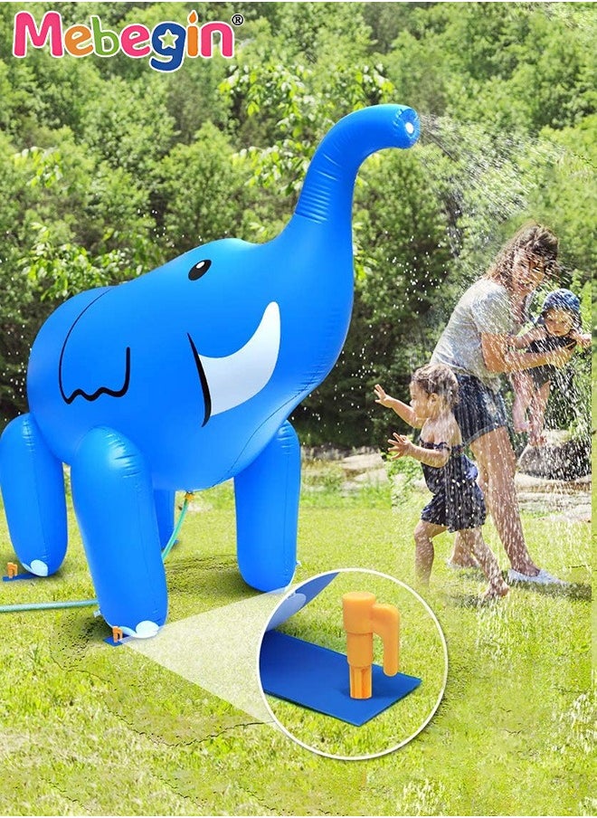 Giant Inflatable Elephant Sprinkler, Adorable Backyard Sprinkler with 4 Stakes, Water Splash Toy, Fun Summer Activities, Kids Outdoor Fun Toy, Perfect for Keeping Cool in Summertime Heat, 220*160cm