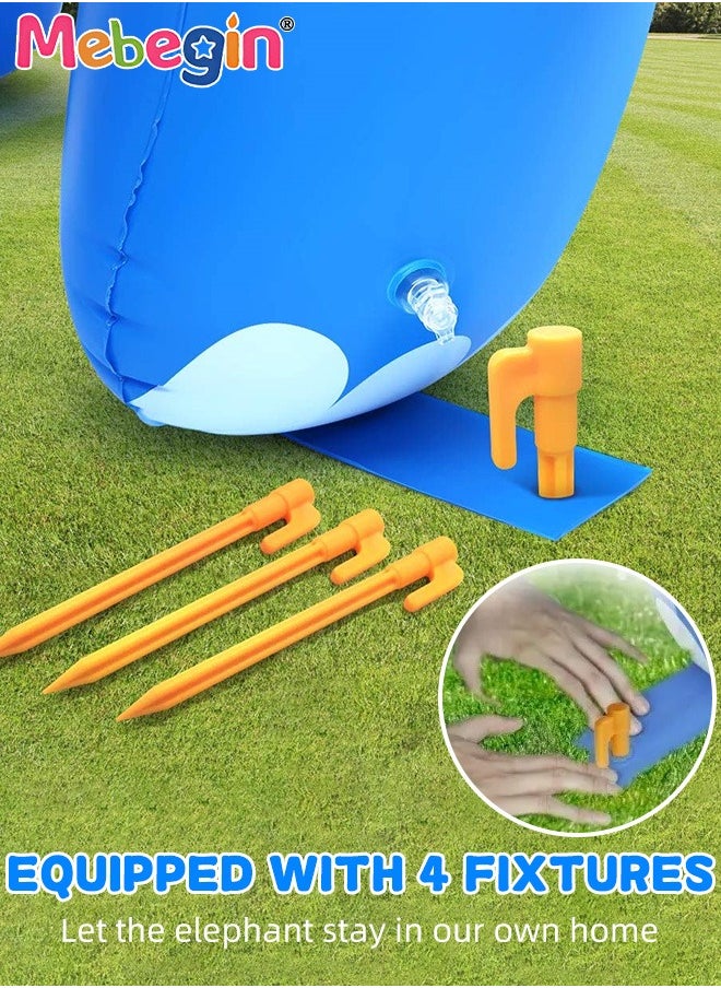 Giant Inflatable Elephant Sprinkler, Adorable Backyard Sprinkler with 4 Stakes, Water Splash Toy, Fun Summer Activities, Kids Outdoor Fun Toy, Perfect for Keeping Cool in Summertime Heat, 220*160cm
