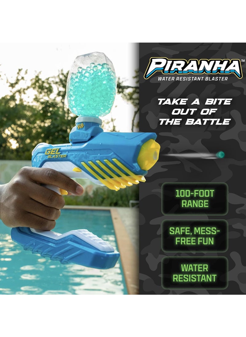 Gel Blaster Piranha - The Original Gel Blaster, Surge Gel Ball Blaster, Extended 30 Meter Range | Blaster for Outdoor Games & Pool Toys | Fun Gadget - Ages 14+