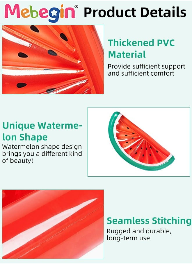 Watermelon Shape Swimming Float, Unique Inflatable Pool Float for Adults and Kids, Sturdy Durable Pool Floating Chair, Inflatable Fruit Bed, Fun Water Toys, Suitable for Summer Pools, Beaches, Parties and Water Sports, 180*79*20cm