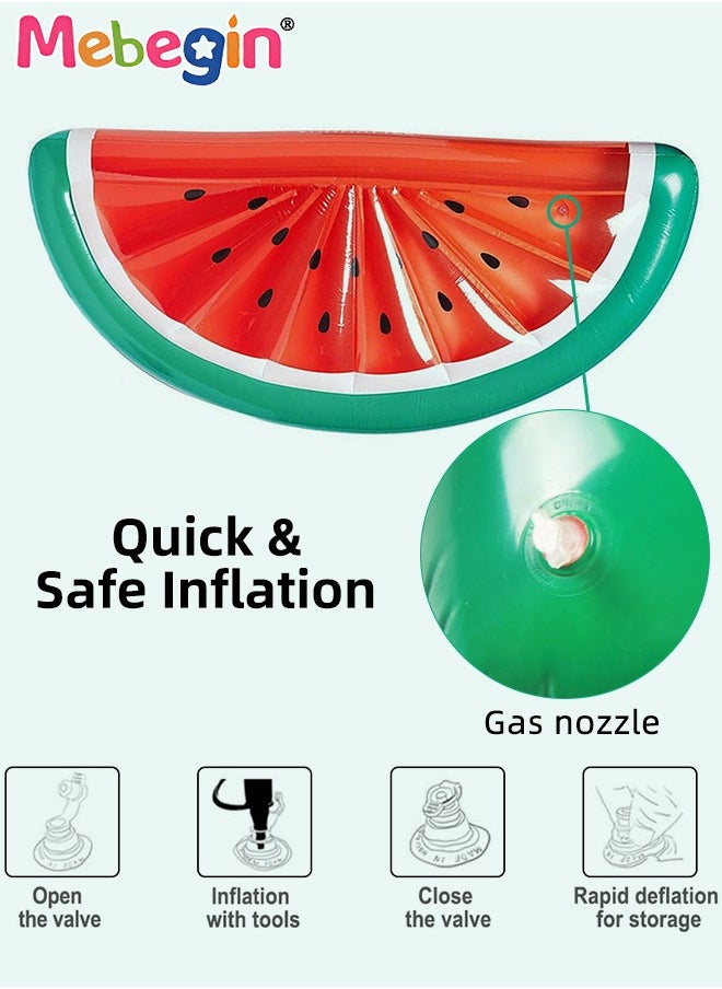 Watermelon Shape Swimming Float, Unique Inflatable Pool Float for Adults and Kids, Sturdy Durable Pool Floating Chair, Inflatable Fruit Bed, Fun Water Toys, Suitable for Summer Pools, Beaches, Parties and Water Sports, 180*79*20cm