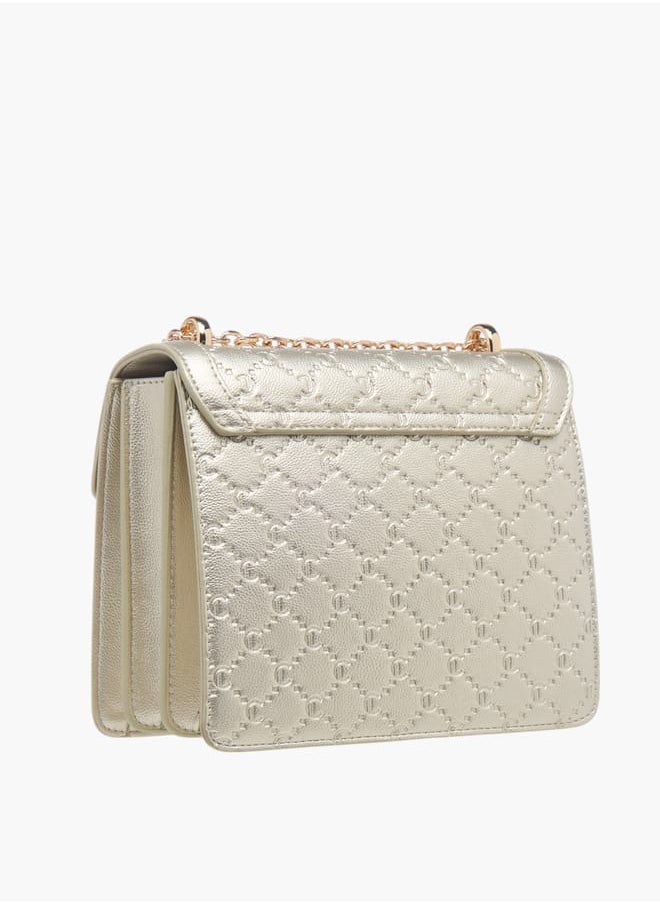 Womens Monogram Embossed Crossbody Bag With Magnetic Closure