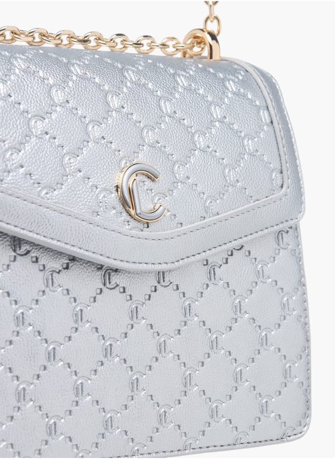 Womens Monogram Embossed Crossbody Bag With Magnetic Closure