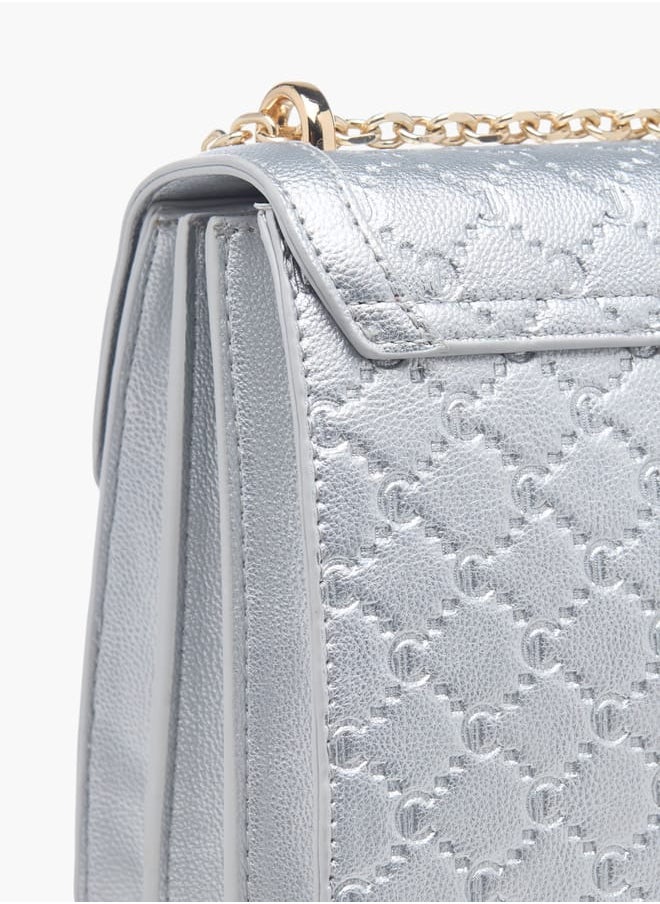 Womens Monogram Embossed Crossbody Bag With Magnetic Closure