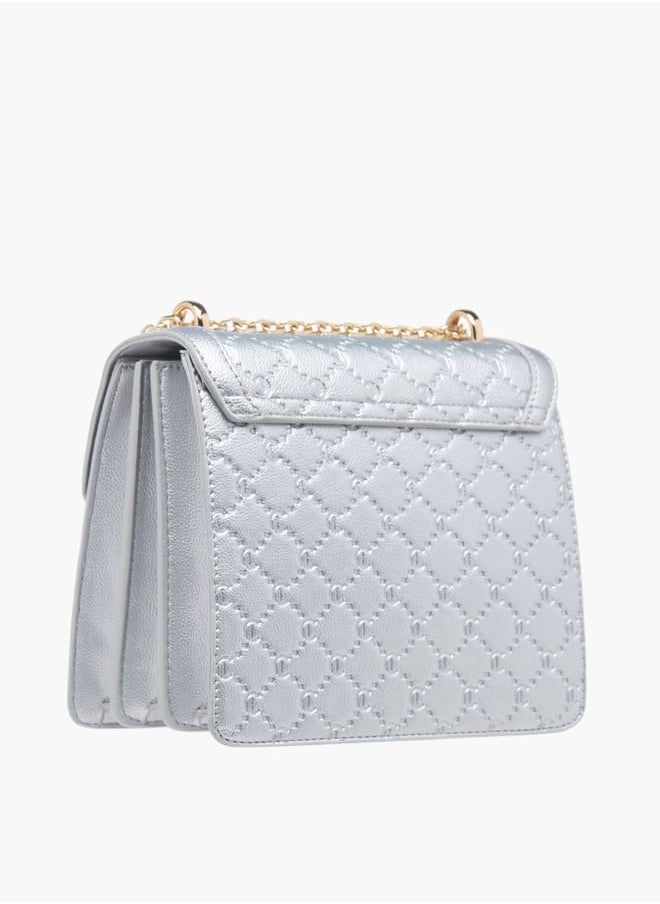Womens Monogram Embossed Crossbody Bag With Magnetic Closure