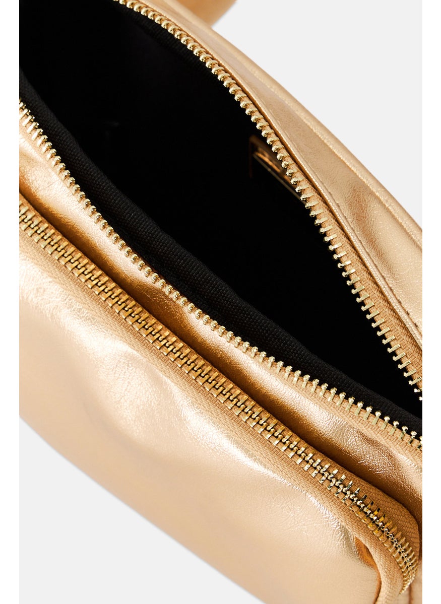 Women Solid Cross Body Bag 21 L x 13 H x 5 W cm, Rose Gold