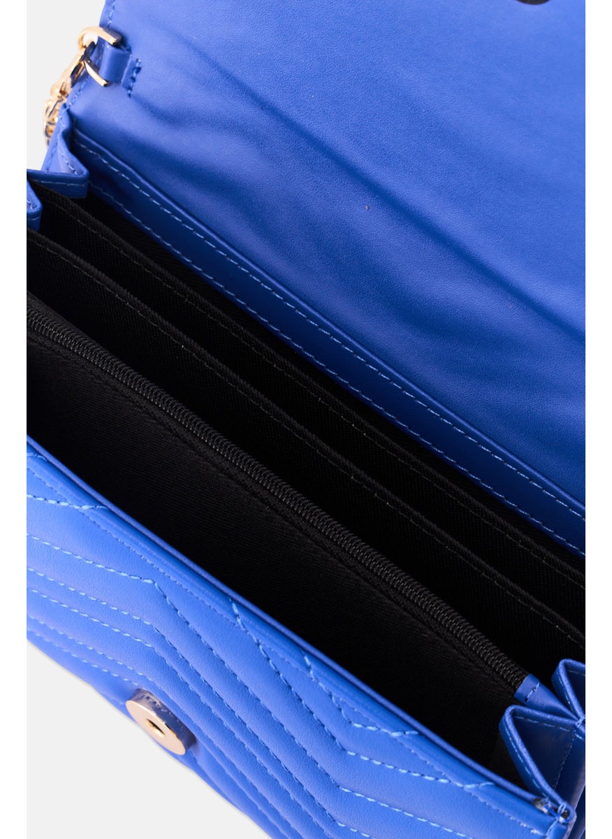 Women Leather Crossbody Bag 16 H x 23 L x 5 W cm, Blue