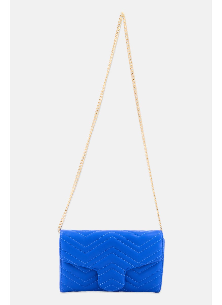 Women Leather Crossbody Bag 16 H x 23 L x 5 W cm, Blue