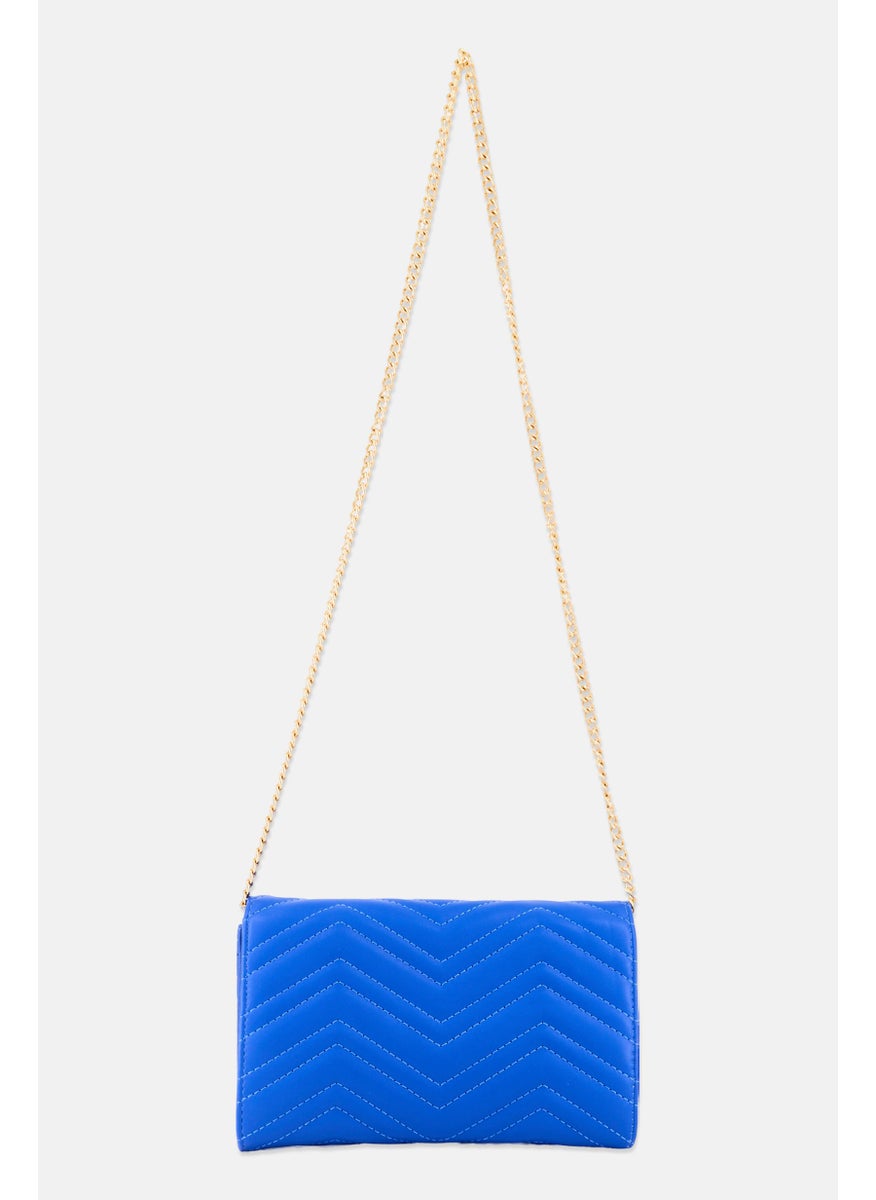 Women Leather Crossbody Bag 16 H x 23 L x 5 W cm, Blue