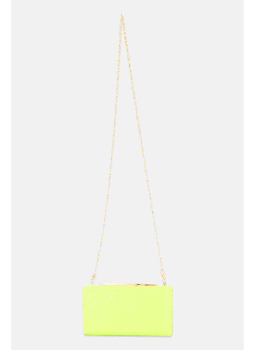 Women Solid Cross Body Bag 19 L x 10 H x 3 W cm, Lime Green