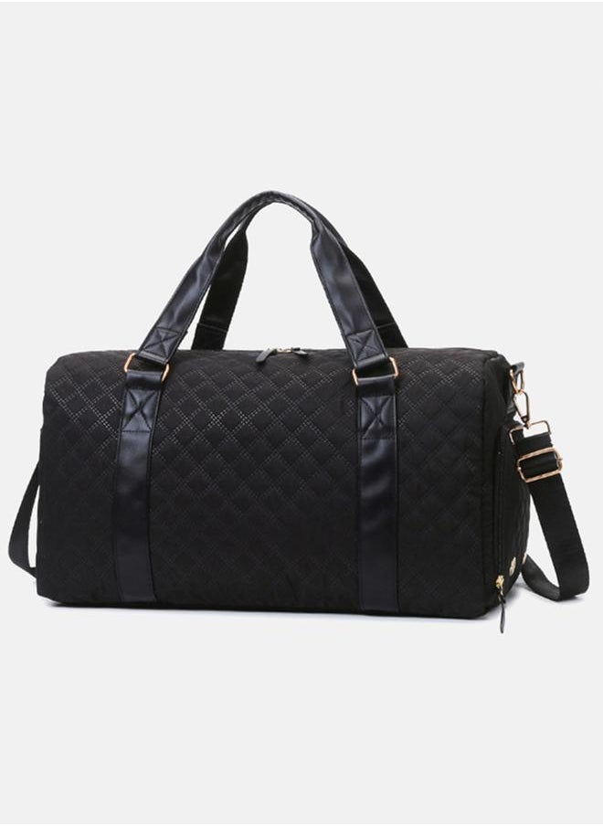Diamond Quilted Gym Bag with Leather Look Handles
