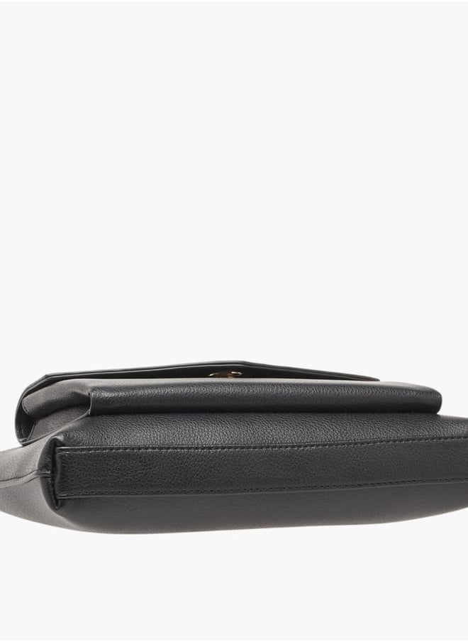 Women Textured Crossbody Bag with Detachable Strap and Pouch