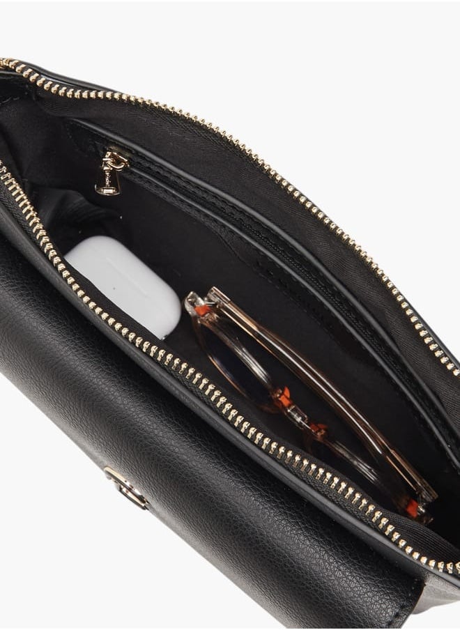 Women Textured Crossbody Bag with Detachable Strap and Pouch