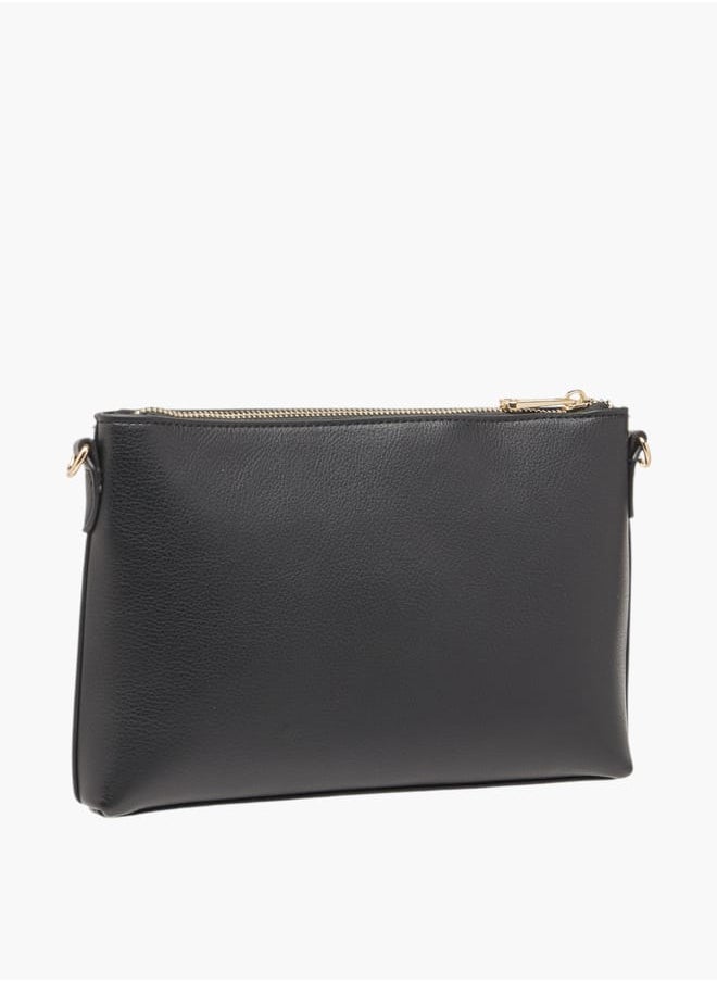 Women Textured Crossbody Bag with Detachable Strap and Pouch