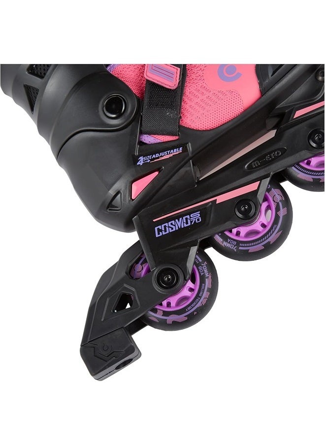 Cosmo Purple Inline Skates With Brake Set For Kids (35-38) | Adjustable Inline Roller Skates For Boys Kids & Girls | 7 To 14 Years Unisexoutdoor Skating Shoes | Skates For Kids |Outdoor Skating