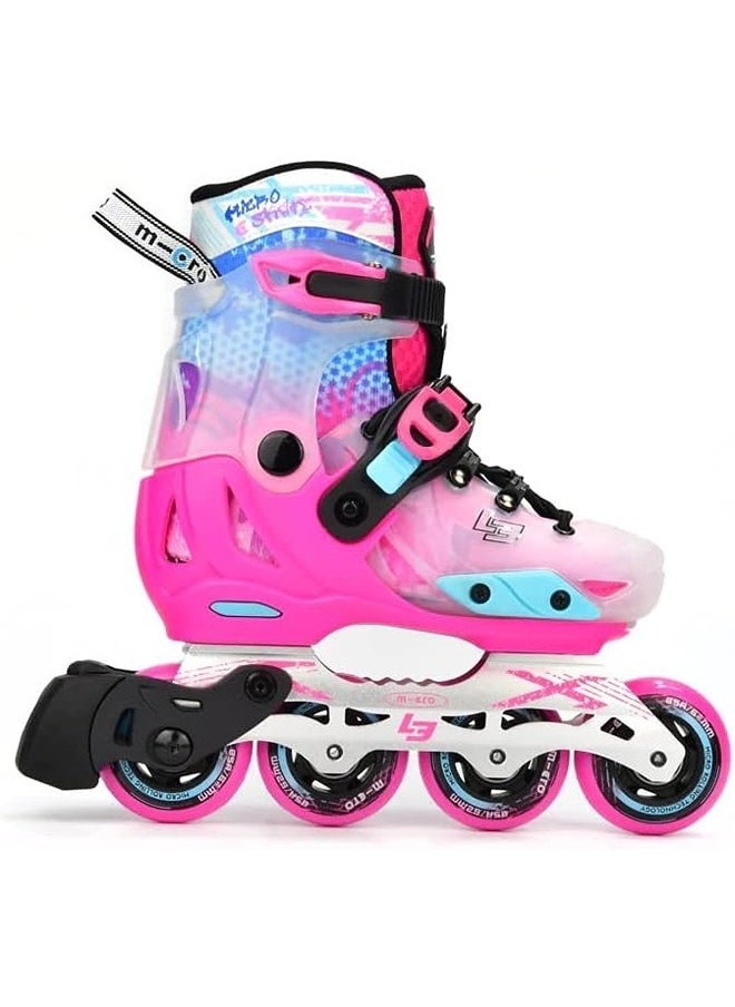 Micro Discovery Pink Inline Skates with Brake Set for Kids (37-40) | Adjustable Inline Roller Skates for Boys Kids & Girls | 7 to 14 Years UnisexOutdoor Skating Shoes | Skates for Kids|Outdoor Skating