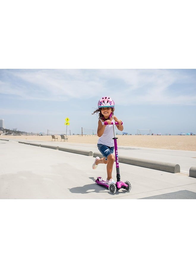 Micro Scooters | Maxi Deluxe LED Foldable| Handlebar Adjustable | Lightweight | Foldable Mechanism |Boys & Girls | 5-12 years | Berry Red