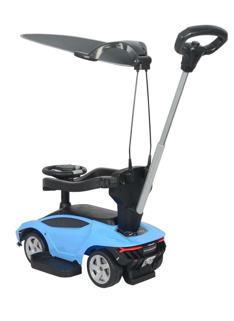 Push Car for Kids Toddler,Lamborghini-Style Ride-On with Canopy, Adjustable & Removable Handle, Hidden Storage, Music & Horn, Age 1-3 Yrs
