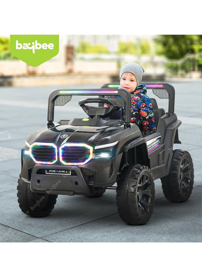 Baybee Fury Battery Operated Jeep for Kids Rechargeable Battery Car for Kids with Music Led Light Ride On Kids Car Jeep Racing Baby Big Car Electric Car for Kids Childrens Boy Girl Black