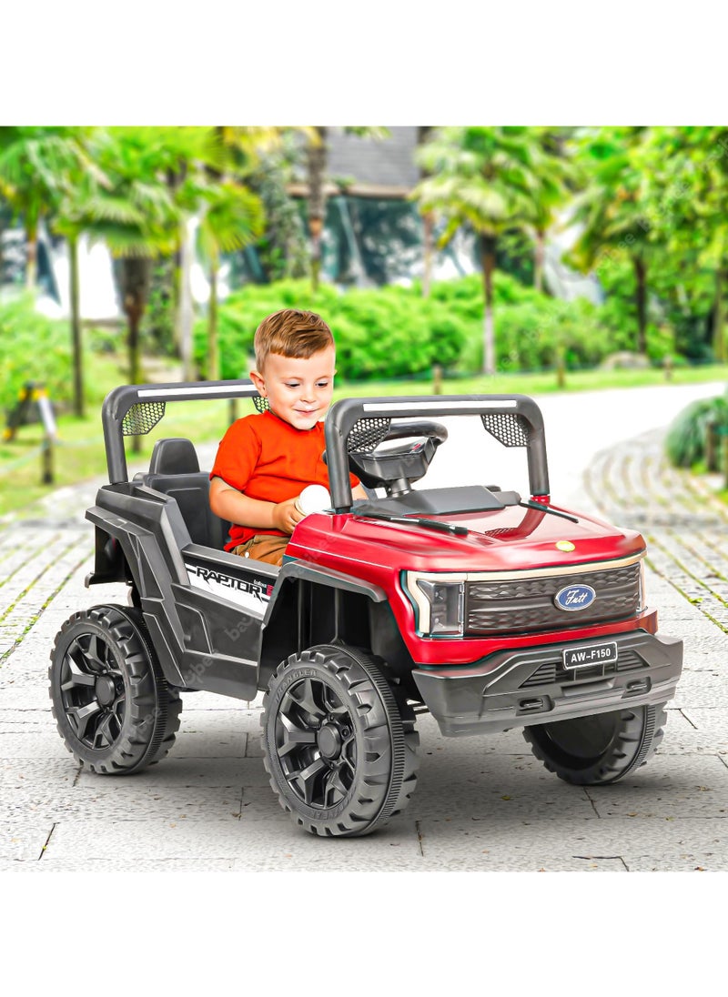 Sphinx Battery Operated Jeep for Kids Rechargeable Battery Car for Kids with Music Led Light Ride On Kids Car Jeep Racing Baby Big Car Electric Car for Kids Childrens Boy Girl Red