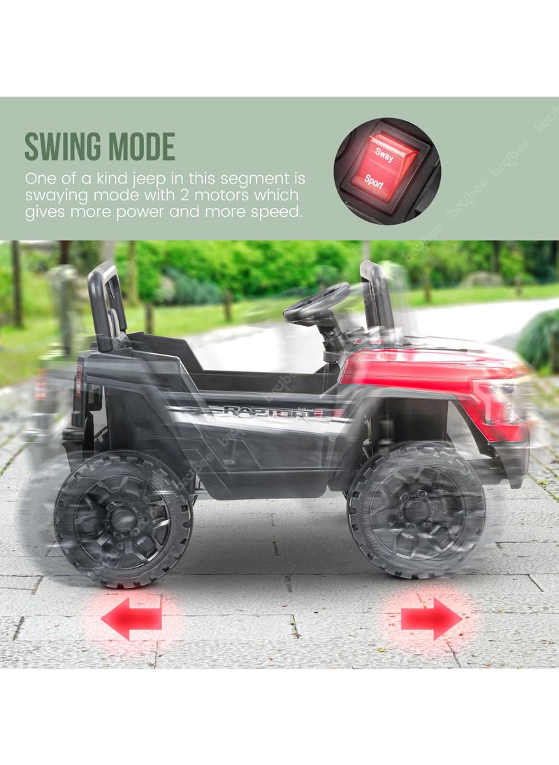 Sphinx Battery Operated Jeep for Kids Rechargeable Battery Car for Kids with Music Led Light Ride On Kids Car Jeep Racing Baby Big Car Electric Car for Kids Childrens Boy Girl Red