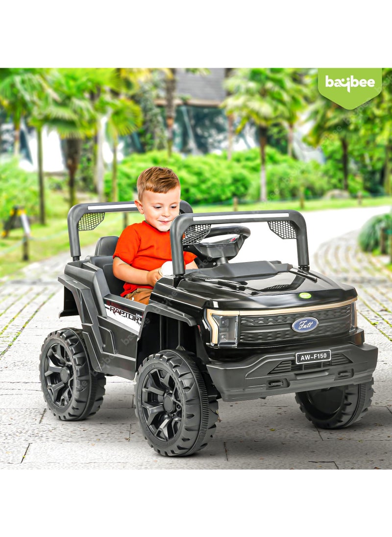 Sphinx Battery Operated Jeep for Kids Rechargeable Battery Car for Kids with Music Led Light Ride On Kids Car Jeep Racing Baby Big Car Electric Car for Kids Childrens Boy Girl Black