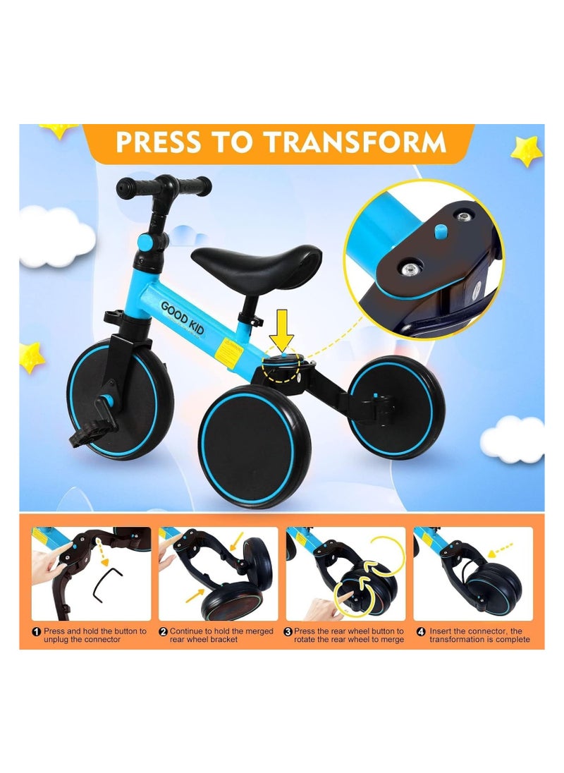 Kids Bicycle 3 In 1 Kids Tricycles For 1.5-4 Years Old Kids Trike 3 Wheel Bike Boys Girls 3 Wheels Toddler Tricycles(Blue)