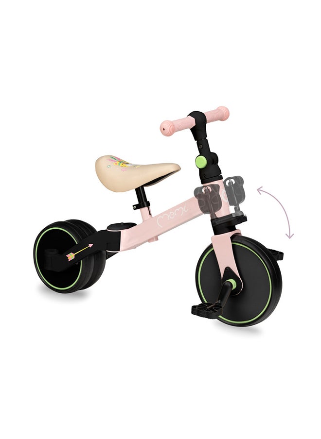 4In1 Steel Ride-On Bike - Ride-on, Tricycle with Pedals, Balance Bike,
Two-Wheeled Bike with Pedals, Adjustable Angle, Steering Locks, Height Range 32.5 - 39 CM For Kids Age 2+ -Pink