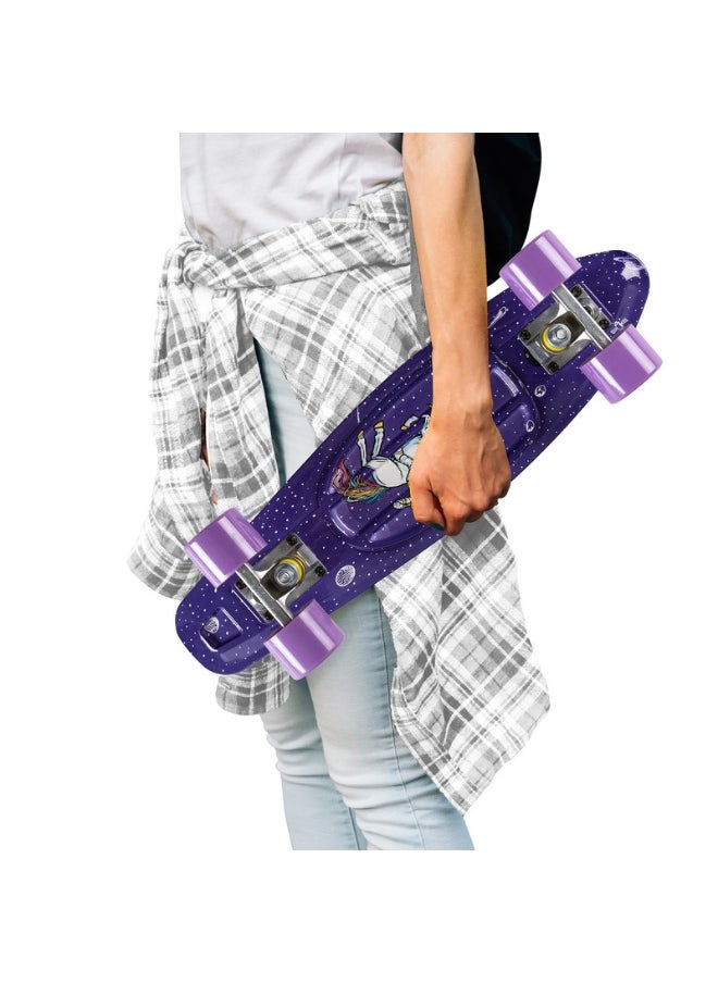 Galaxy Skateboard for Kids With Non Slip Surface, Shock Absorbing Suface, ABEC-9 Upgraded Version, Light Weight, Small & Handy - Purple