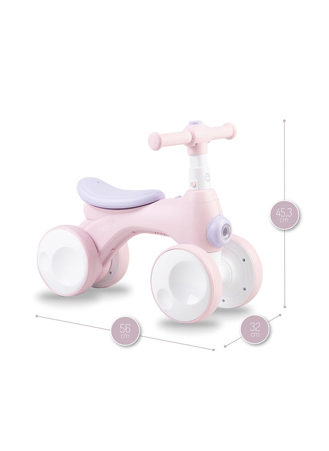 Tobis Ride-On Bike for Children Bubble Feature, Front Light Changes Color, Antislip Handlebar, Lightweight 2.72 Kg - Pink