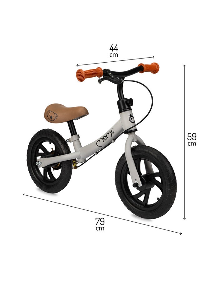 Breki Children's Balance Bike for Girls and Boys from 3 years, Steel Lightframe 2.25KG, Soft & Adjustable Saddle, Wide Handlebars With Rubber Hand Grips, Hand Brake, Carry upto 25Kg Weight Grey