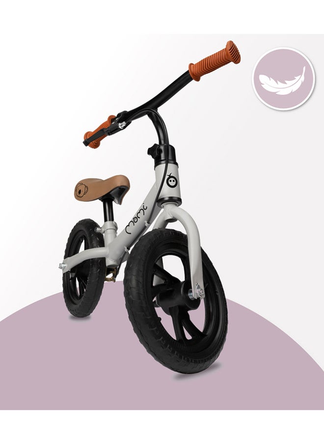 Breki Children's Balance Bike for Girls and Boys from 3 years, Steel Lightframe 2.25KG, Soft & Adjustable Saddle, Wide Handlebars With Rubber Hand Grips, Hand Brake, Carry upto 25Kg Weight Grey