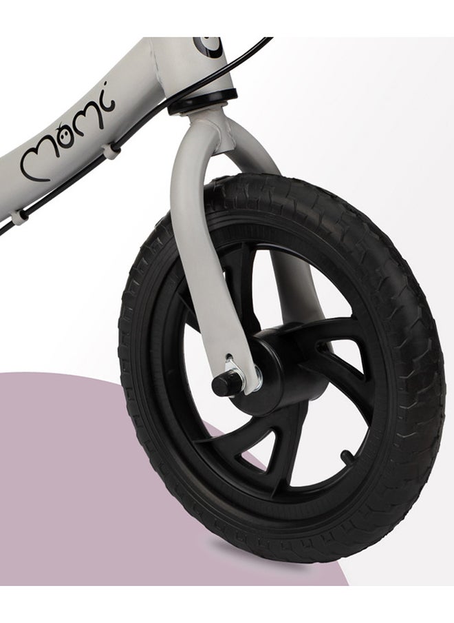 Breki Children's Balance Bike for Girls and Boys from 3 years, Steel Lightframe 2.25KG, Soft & Adjustable Saddle, Wide Handlebars With Rubber Hand Grips, Hand Brake, Carry upto 25Kg Weight Grey