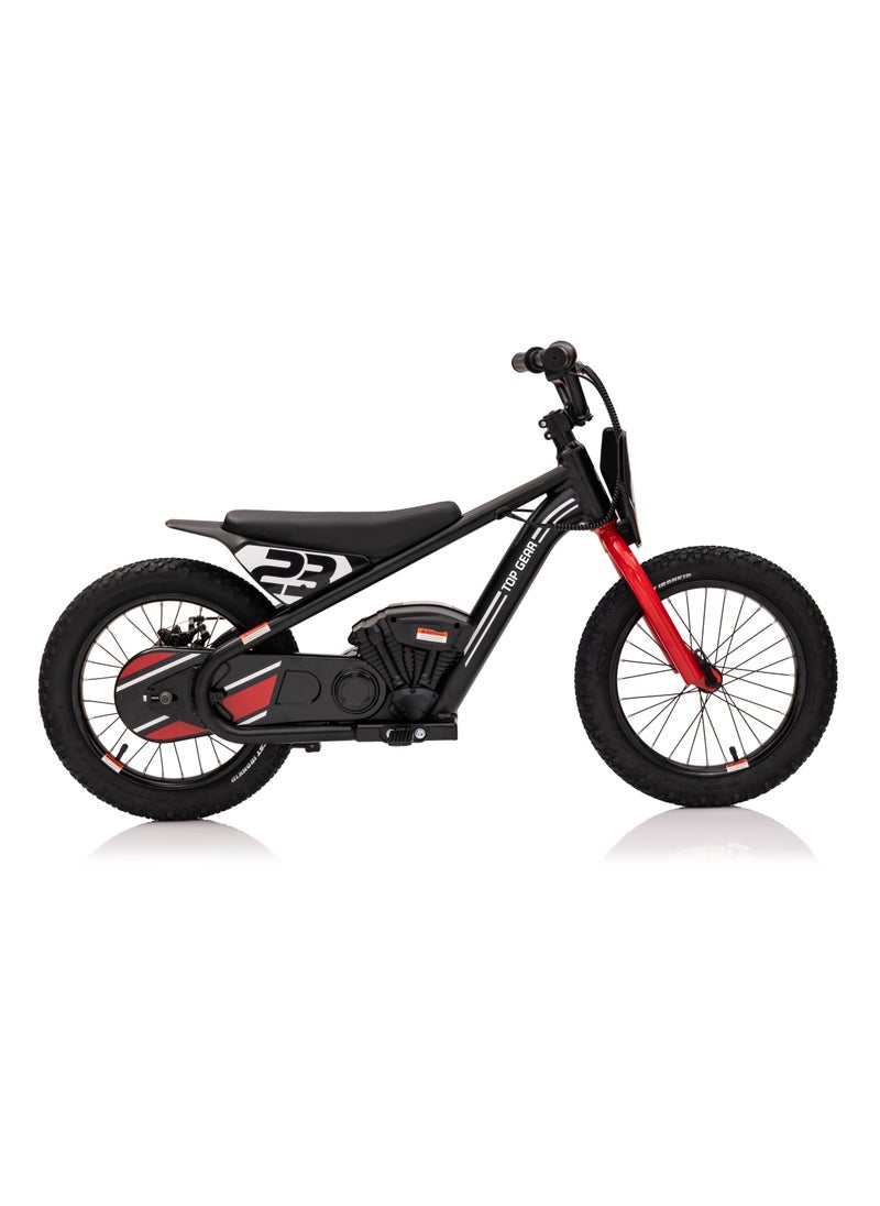 TG Top Gear 75 24V Battery Operated Motor Bike, Rechargeable Electric Ride-On Bike Above 6+ - Black