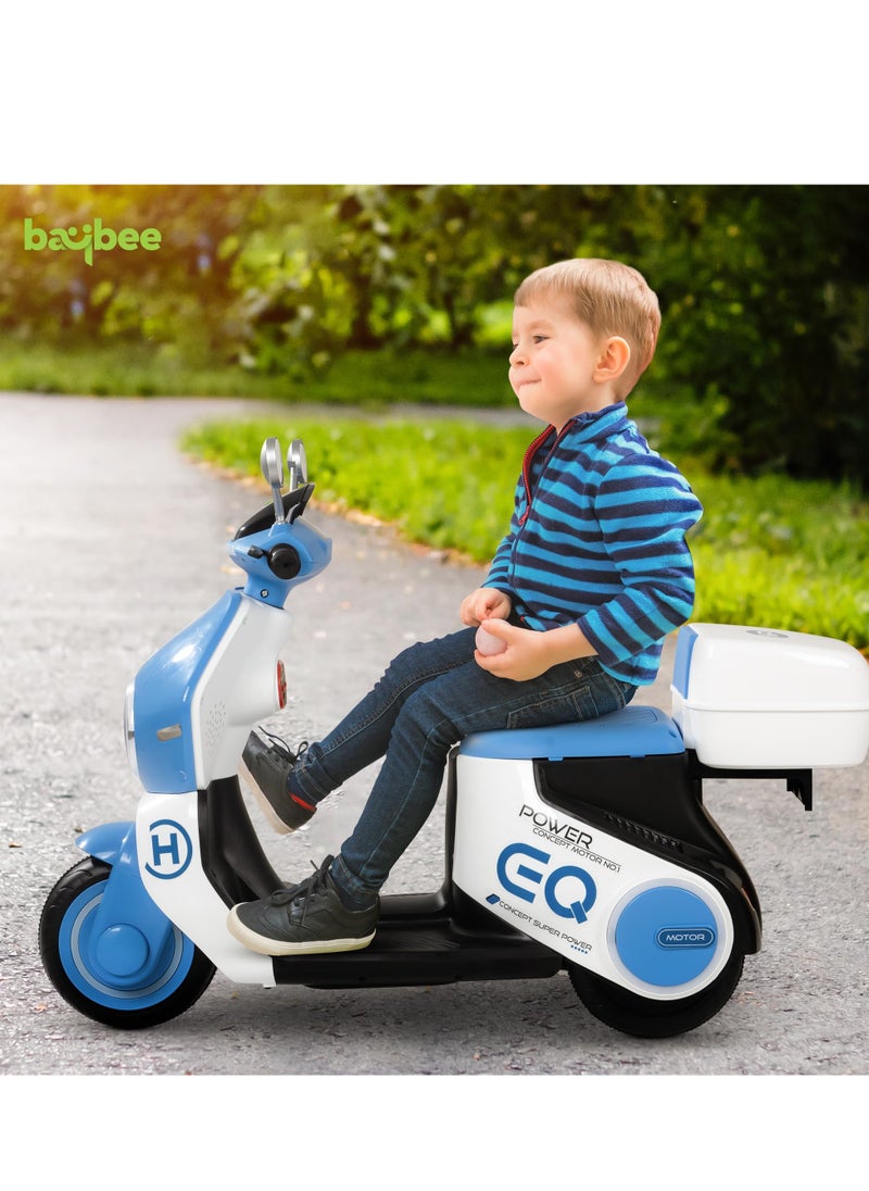 Daft Battery Operated Bike for Kids, Ride on Toys Kids Bike Scooty with Light & Music Baby Rechargeable Battery Bike Electric Bike for Kids to Drive 1 to 3 Years Boy Girl Blue