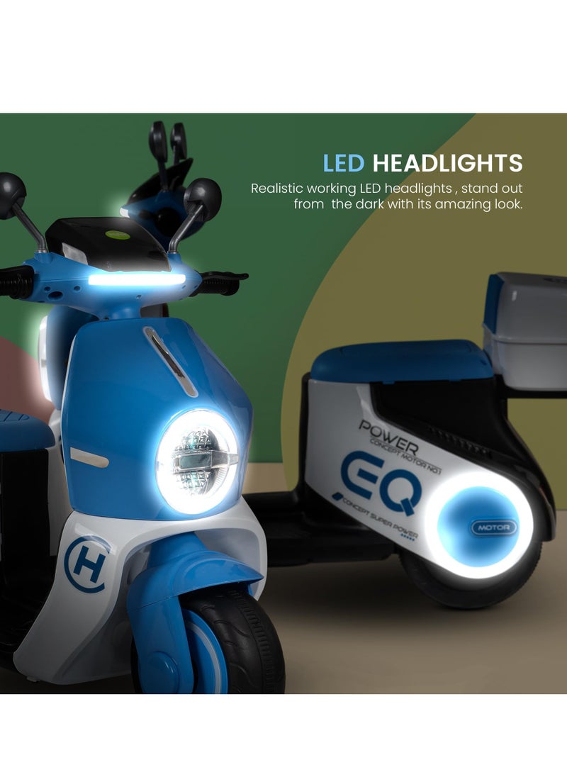 Daft Battery Operated Bike for Kids, Ride on Toys Kids Bike Scooty with Light & Music Baby Rechargeable Battery Bike Electric Bike for Kids to Drive 1 to 3 Years Boy Girl Blue