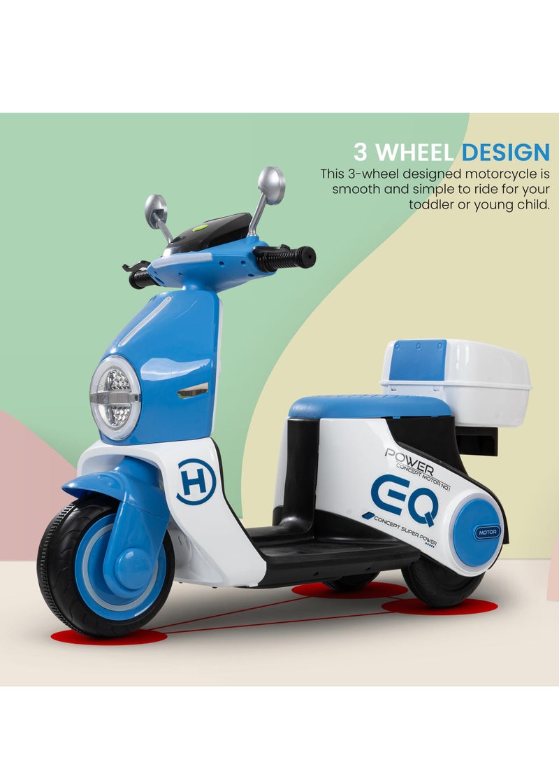 Daft Battery Operated Bike for Kids, Ride on Toys Kids Bike Scooty with Light & Music Baby Rechargeable Battery Bike Electric Bike for Kids to Drive 1 to 3 Years Boy Girl Blue