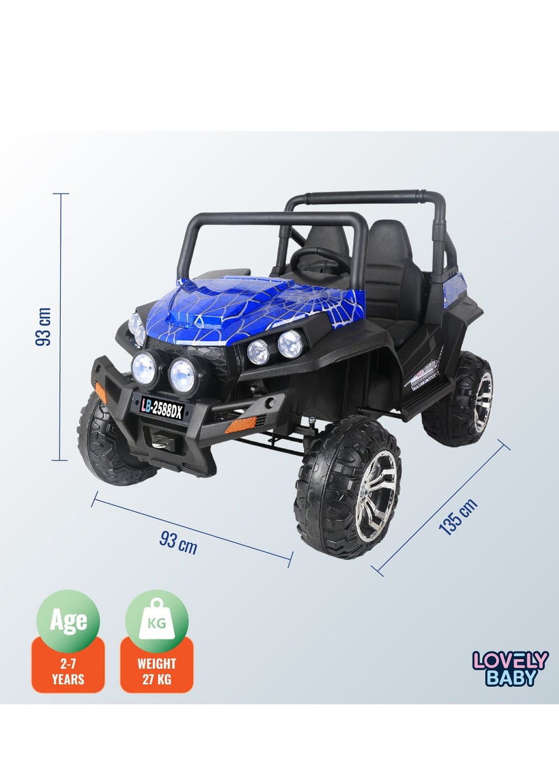 Lovely Baby Kids Powered Riding Car/Jeep LB 2588DX Kids Electric Jeep chageable Jeep with Remote Control, LED Lights, and Music - Blue