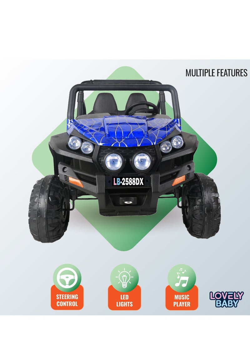Lovely Baby Kids Powered Riding Car/Jeep LB 2588DX Kids Electric Jeep chageable Jeep with Remote Control, LED Lights, and Music - Blue