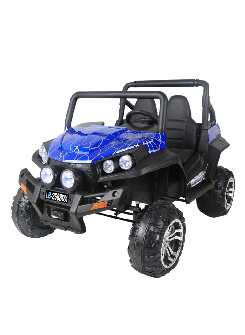 Lovely Baby Kids Powered Riding Car/Jeep LB 2588DX Kids Electric Jeep chageable Jeep with Remote Control, LED Lights, and Music - Blue