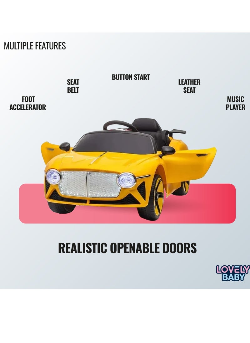 Lovely Baby Rechargeable 12V Powered Riding Car for Kids LB 8866L, Ride-On for Children with RC for Ages 1-3 years - Yellow