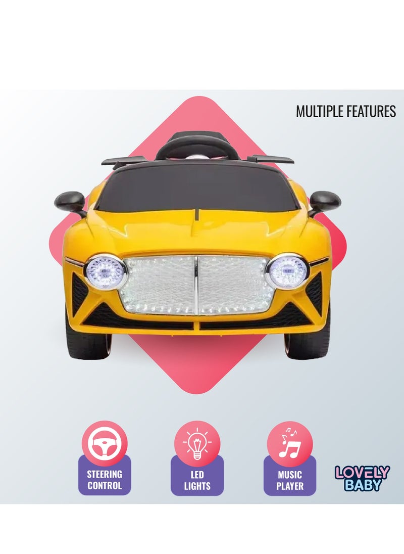 Lovely Baby Rechargeable 12V Powered Riding Car for Kids LB 8866L, Ride-On for Children with RC for Ages 1-3 years - Yellow