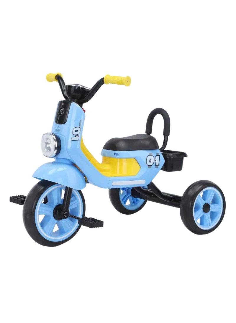 Lovely Baby Kids/Children Tricycle LB 2280 with Music & Light, Steel Frame, EVA Wheels, Rear Basket, For The Ages 1-3 Years - Blue