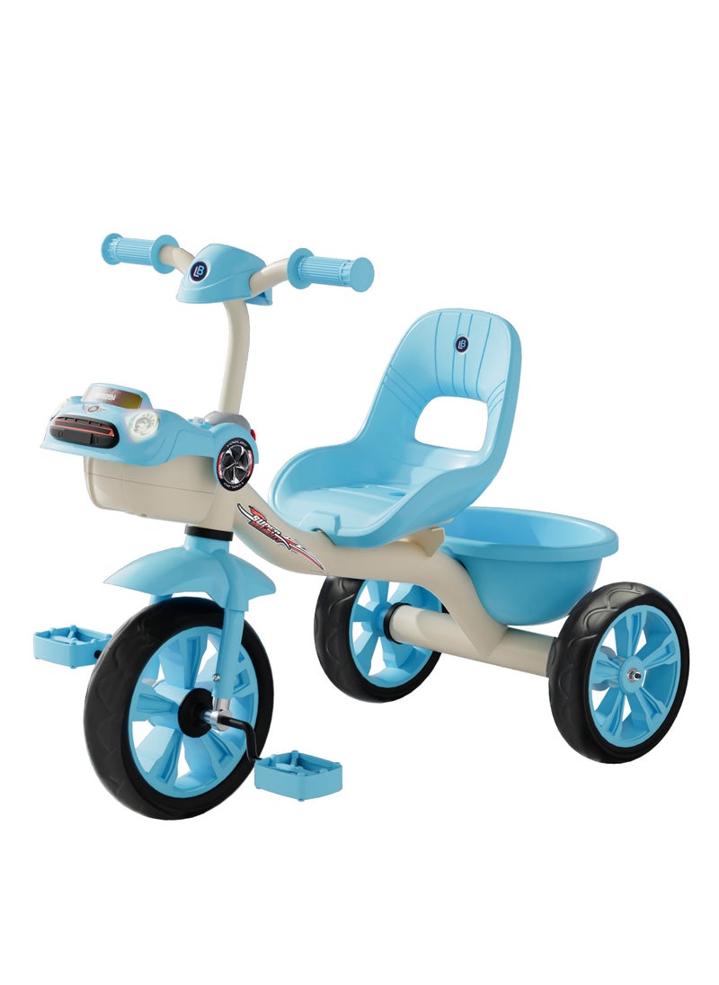 Lovely Baby Kids/Children Tricycle LB 6540 with Music & LED Lights, EVA Wheels, Strong Steel Frame, Ride-On Toy,Recommended Ages for 1-3 Years - Blue
